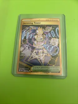 Pokemon TCG Jamming Tower Destined Rivals Gold Trainer Card 243/182 Holo - Image 1