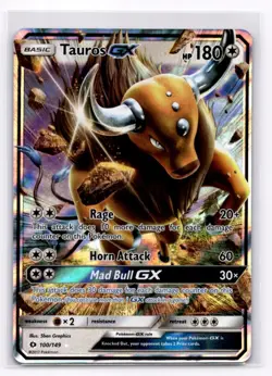 Tauros GX SM Base Set - Pokemon NM 100/149 - Image 1
