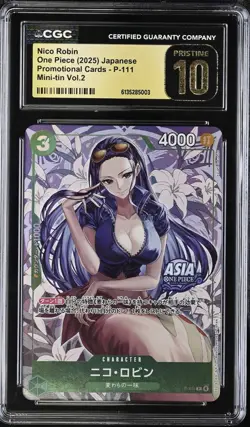 2025 ONE PIECE: JAPANESE PROMO MINI-TIN #P-111 NICO ROBIN CGC 10 PRISTINE - Image 1