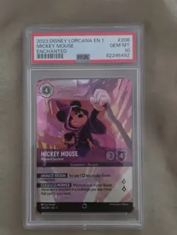 2023 Disney Lorcana EN 1 Mickey Mouse Wayward Sorcerer 208/204 Enchanted PSA 10 - Image 1