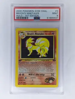 PSA 9 1st Edition Brock's Ninetales 3/132 Holo Rare Gym Challenge Pokemon Card - Image 1