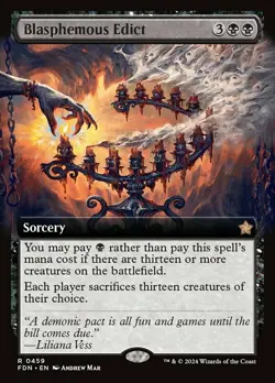 Blasphemous Edict - Foil - Extended Art NM, English MTG Foundations Main Set - Image 1