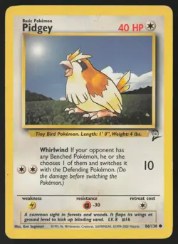Pidgey 86/130 Common Base Set 2 Pokemon Heavily Played - Image 1