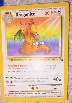Wizards of the Coast Dragonite 19/62 Fossil Holo Rare Unlimited English 100HP - Image 1