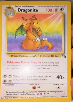 Wizards of the Coast Dragonite 19/62 Fossil Holo Rare Unlimited English 100HP - Image 3