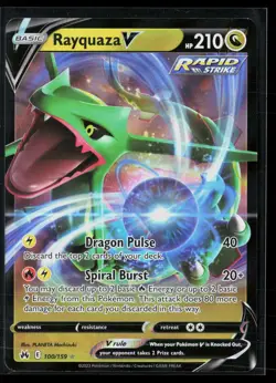 Rayquaza V 100/159 V Rare Holo Crown Zenith Pokemon NM - Image 1