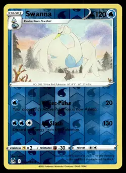 Swanna 47/196 Pokemon Card Lost Origin Uncommon 120 HP Rev Holo LP IZ - Image 1