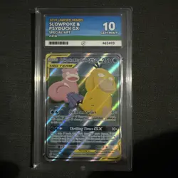 ACE 10! Slowpoke & Psyduck GX (218/236) Unified Minds Tag Team PSA Pokemon Card! - Image 1