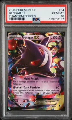 2014 Pokemon XY Phantom Forces Gengar EX #34 PSA 10 GEM MINT - Image 1