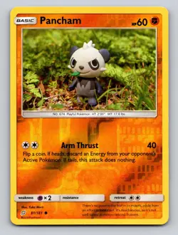 Pancham 81/181 Common Team Up Pokemon Reverse Holo NM Yuka Morii Clay Art - Image 1