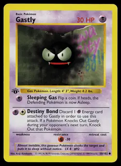 Pokemon Card - Gastly Base Set (Shadowless) 50/102 Common 1st Edition - Image 1