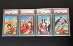 2012 ONE PIECE Japan AR Carddass Promo Ace Luffy Hancock Jinbe PSA9 Sequential - Image 1