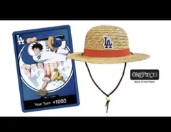 Los Angeles Dodgers One Piece Luffy Promo Card W/ Straw Hat 2026 - PREORDER - Image 1
