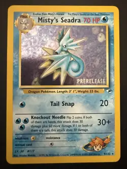 2000 Pokemon Gym Heroes Holo Pre-Release Promo 9/132 Misty's Seadra - Image 1