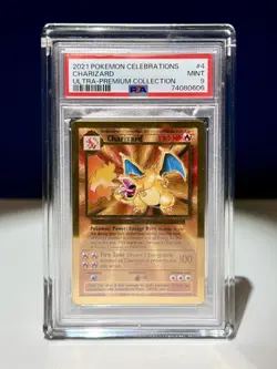 2021 Gold Metal Charizard Pokemon Celebrations Ultra Premium #4 PSA 9 MINT - Image 4