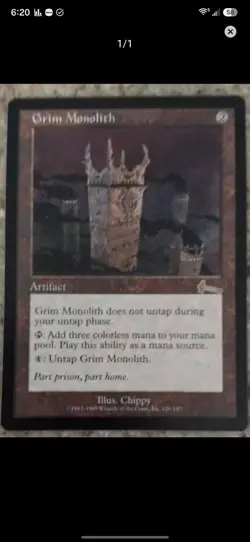Wizards of the Coast Grim Monolith Urza's Legacy Rare Artifact Regular Eng #126 - Image 1