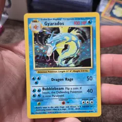 Pokemon TCG Base Set Gyarados 6/102 Holo Rare English 1999 100 HP WOTC - Image 1