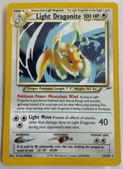 Pokemon TCG Light Dragonite - Neo Destiny 14/105 Holo Unlimited EX/MP SWIRL 🌀 - Image 1