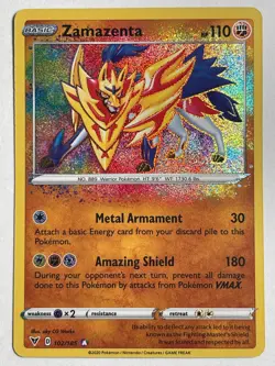 Zamazenta 102/185 Vivid Voltage Amazing Rare Holo Pokemon TCG Card NM - Image 1