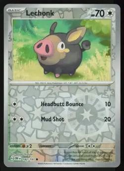 Lechonk 182/197 Common Obsidian Flames Pokemon Reverse Holo Near Mint - Image 1