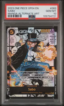 PSA 10 Sabo Kingdoms of Intrigue Manga Card #OP04-083 One Piece English Foil - Image 1