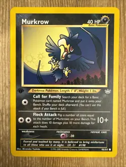 Murkrow 46/64 1st Edition - Common - Neo Revelation - Pokemon Card - VLP - Image 1