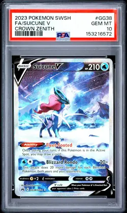 2023 POKEMON SWORD & SHIELD CROWN ZENITH #GG38 FULL ART/SUICUNE V PSA 10 - Image 1
