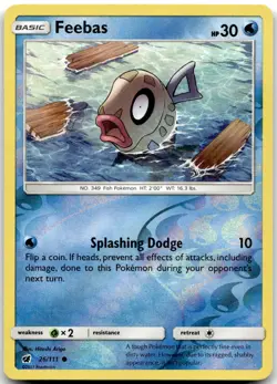 Pokemon Feebas Crimson Invasion SM04 #26/111 Common Reverse Holo LP SET FILLER!! - Image 1