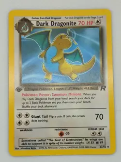 Pokemon 1st Edition Dark Dragonite Team Rocket 22/82 Non Holo - Image 1