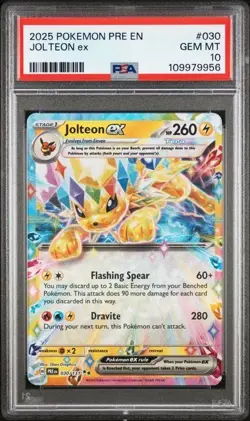 2025 POKEMON PRE EN-PRISMATIC EVOLUTIONS #030 JOLTEON EX PSA 10 - Image 1