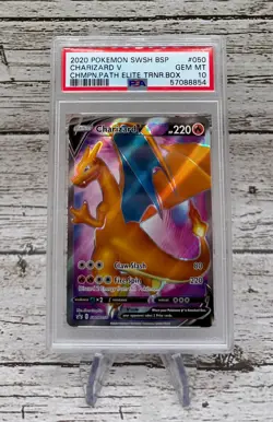 🔥 PSA 10 GEM MINT Pokemon Charizard V SWSH BSP #050 Champion’s Path ETB Promo🔥 - Image 1