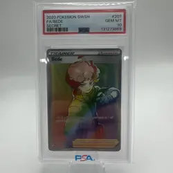 Pokemon 2020 Sword and Shield 207/202 Bede FA Secret Rainbow PSA 10 - Image 1