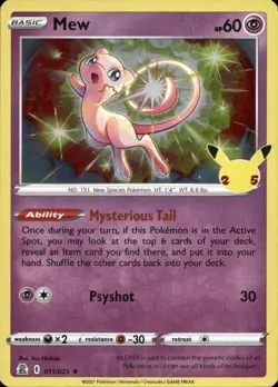 Mew 011/025 Holo Rare Celebrations Pokemon Holo Near Mint - Image 1