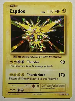 Zapdos 42/108 (MP) Holo Rare XY Series: Evolutions 2016 Pokemon Card TCG - Image 1