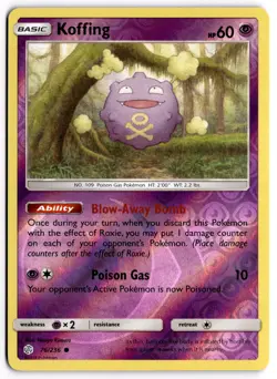 Pokemon TCG Koffing 76/236 SM - Cosmic Eclipse Common Reverse Holo - Image 1