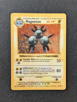 Pokemon Base Set Shadowless Magneton 9/102 Rare LP/NM- WOTC 1999 - Image 1