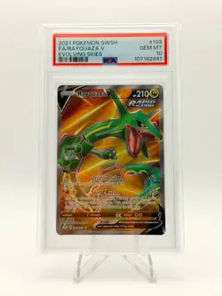 2021 POKEMON EVOLVING SKIES FA FULL ART RAYQUAZA V 193/203 {SA 10 - Image 1