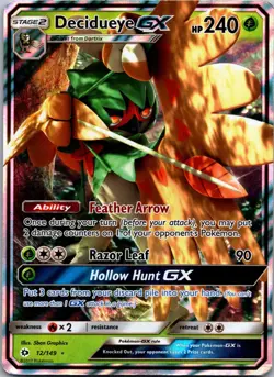 Decidueye GX 12/149 SM Base Set Pokemon TCG Holo Ultra Rare LP - Image 1
