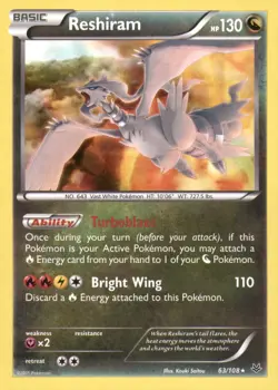 RESHIRAM 63/108 HOLO RARE ROARING SKIES POKEMON HOLO NEAR MINT - Image 1
