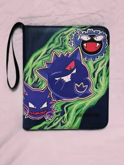 Hand Painted Toploader Pokemon Binder Featuring Gengar, Haunter, and Gastly - Image 1