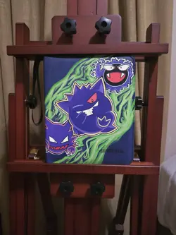 Hand Painted Toploader Pokemon Binder Featuring Gengar, Haunter, and Gastly - Image 3