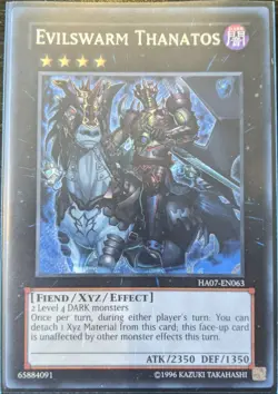 YuGiOh Evilswarm Thanatos Secret Rare HA07-EN063 NM - Image 1