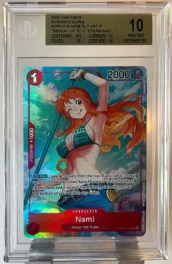 2022 One Piece OP01-016 Nami Alt Art Errata Beta Wave 2 BGS 10 PRISTINE - Image 1