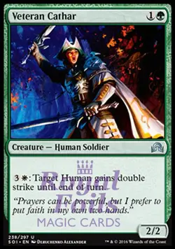 Veteran Cathar 4x FOIL SOI MTG Shadows Over Innistrad Uncommon MINT green white - Image 1