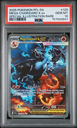 2025 POKEMON PFL EN-PHANTASMAL FLAMES #125 MEGA CHARIZARD X EX PSA 10 - Image 1