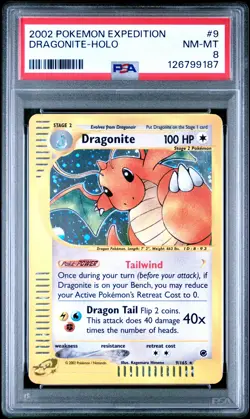 2002 POKEMON EXPEDITION #9 DRAGONITE-HOLO PSA 8 - Image 1