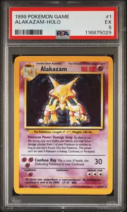 1999 POKEMON BASE SET UNLIMITED #1 ALAKAZAM-HOLO PSA 5 - Image 1