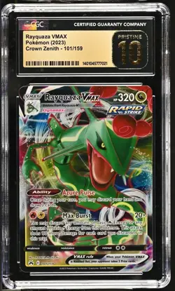 CGC Pristine 10 Rayquaza VMAX 101/159 Pokemon TCG Crown Zenith - Image 1