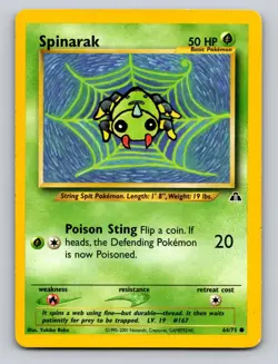 Spinarak 64/75 Common Neo Discovery Pokemon Unlimited LP - Image 1