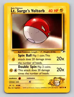 Lt. Surge's Voltorb 84/132 Common Gym Heroes Pokemon Unlimited NM+ - Image 1